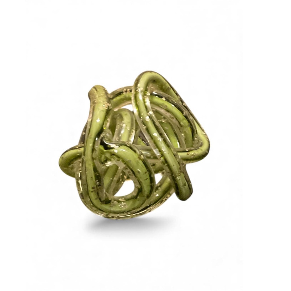 Green Glass Knot Decor – Modern Art Glass Orb Sculpture – Table Styling Accent - Picture 8 of 10